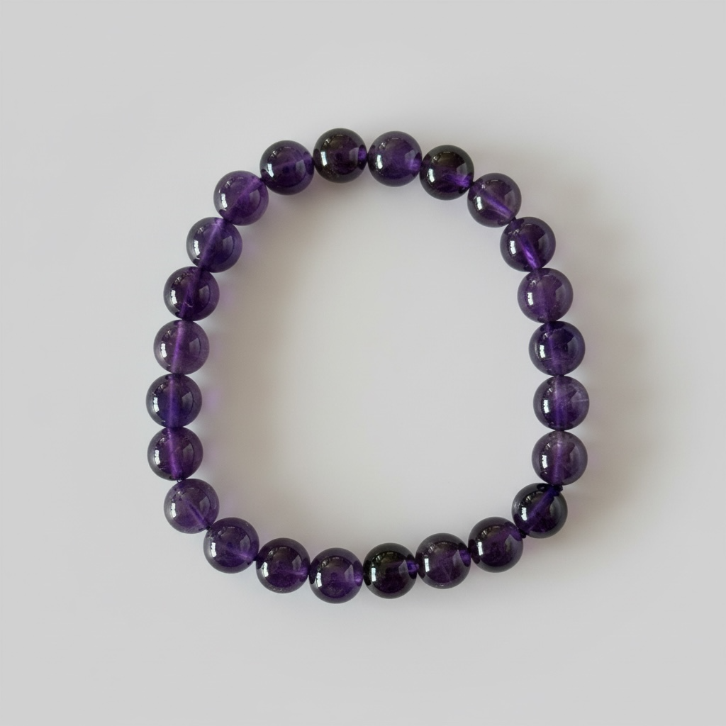 Natural Amethyst Bead Bracelet – 7 mm