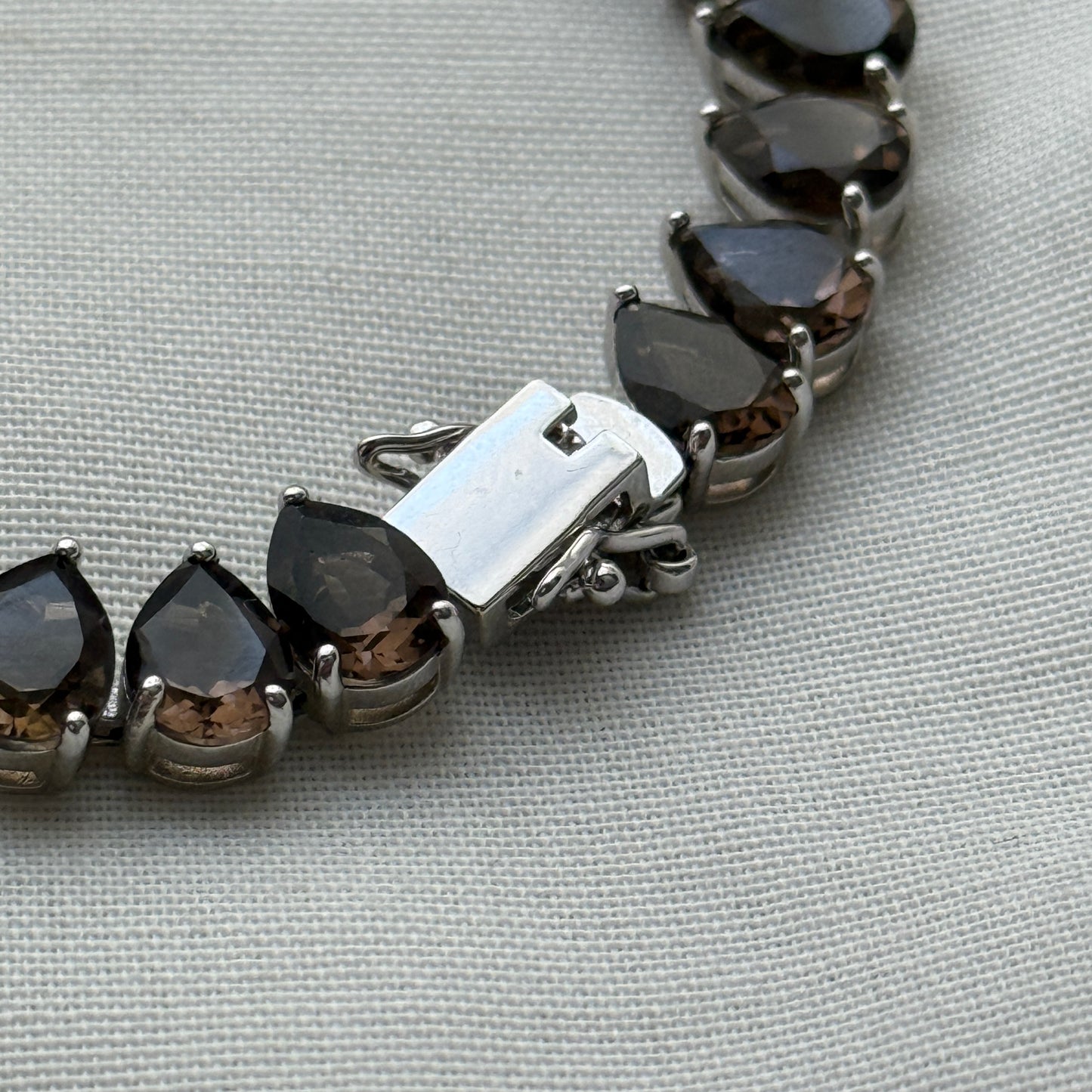 Smoky Quartz Teardrop-Cut Tennis Bracelet in Sterling Silver