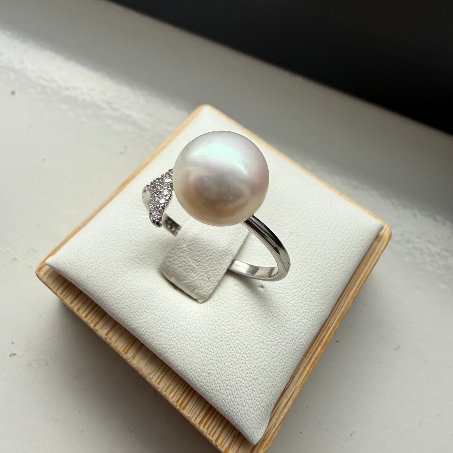 Freshwater Pearl Whale Tail Ring – Adjustable Sterling Silver