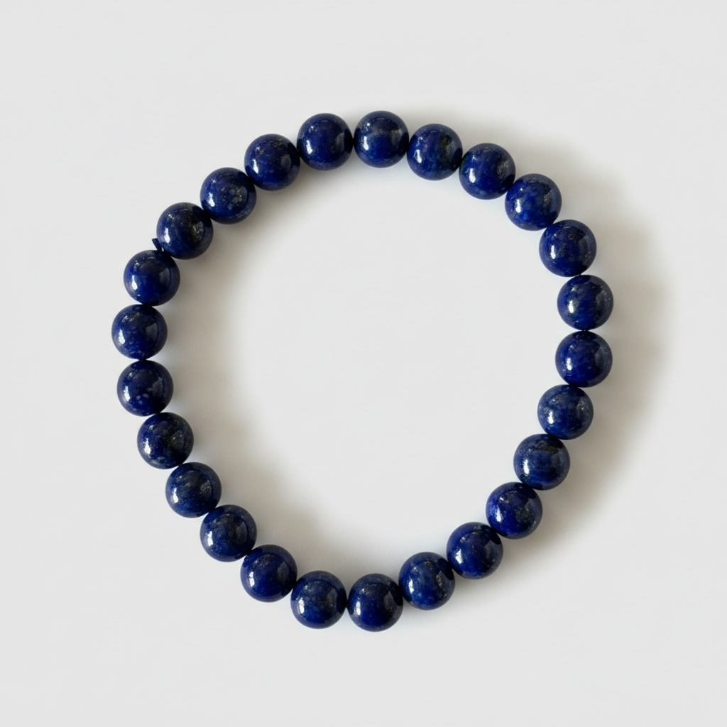 High Grade Natural Lapis Lazuli Bracelet – 7 mm Beads (with Pyrite)