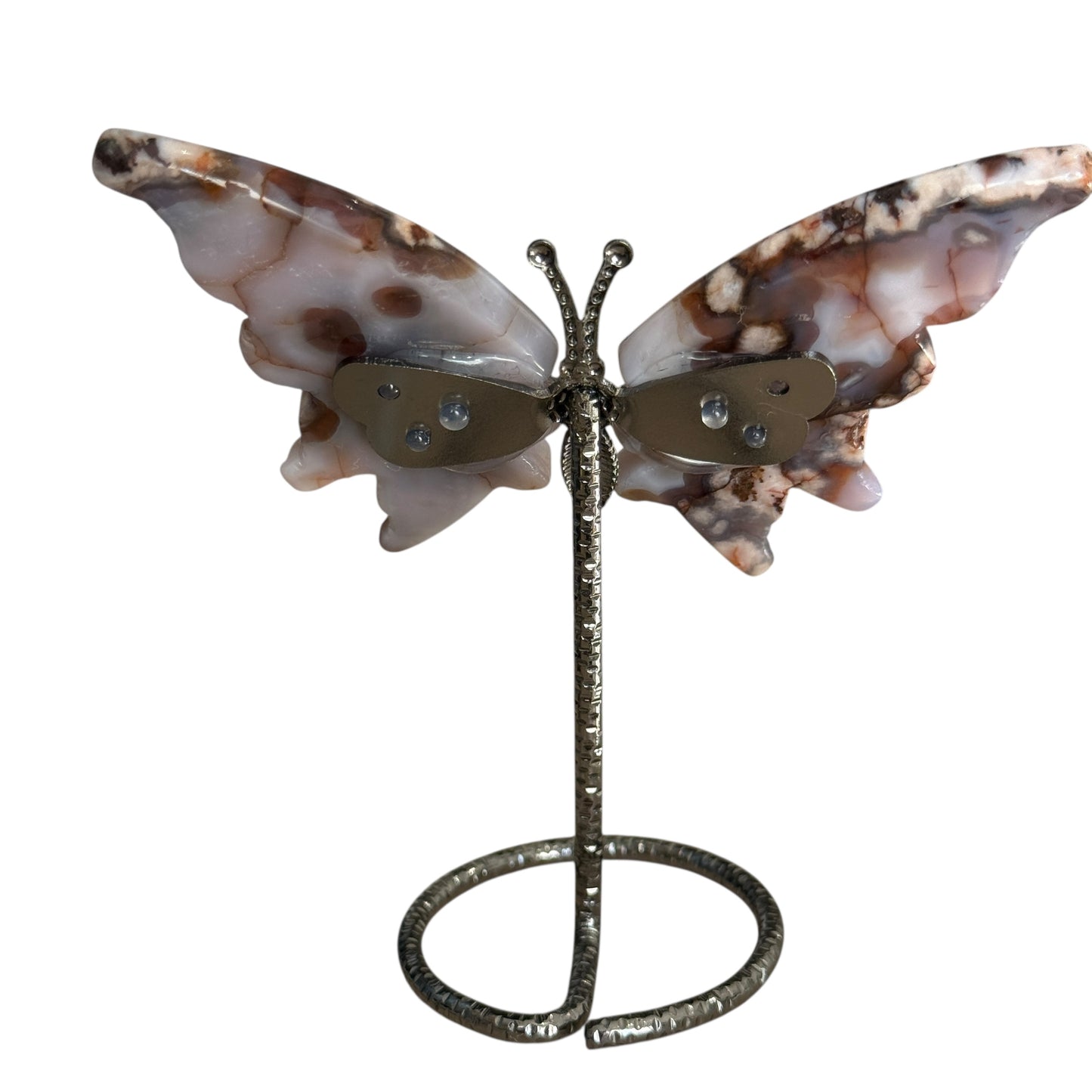 Dyed Purple Blue Flower Agate Butterfly on Stand – approx. 7 to 9 cm MIK-0103