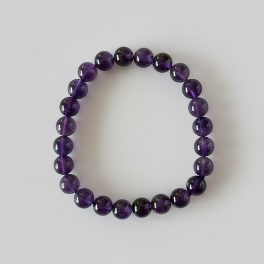 Natural Amethyst Bead Bracelet – 7 mm