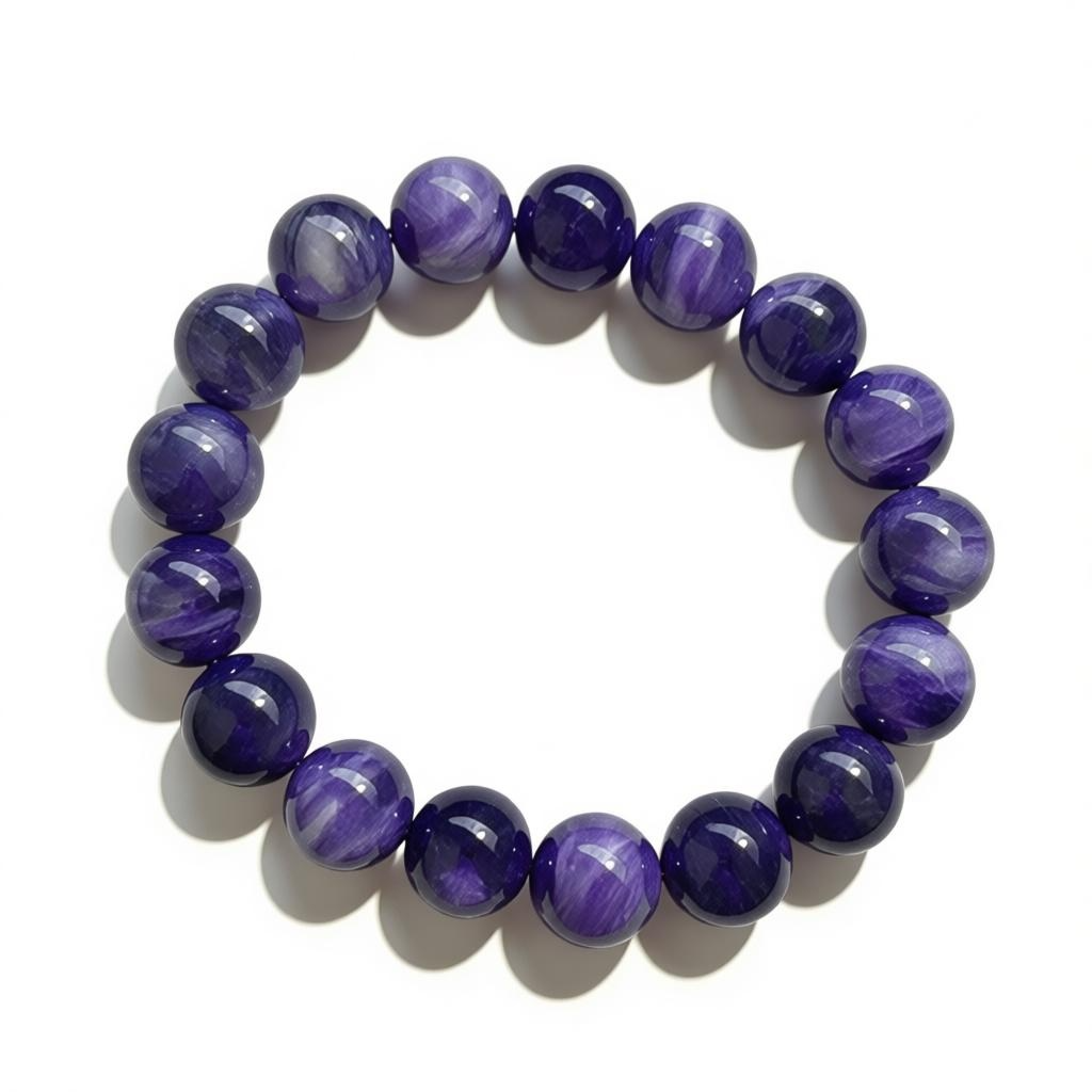 High Grade Natural Charoite Bead Bracelet – 12 mm
