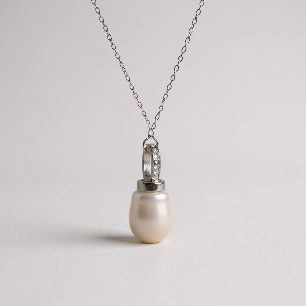 Freshwater Pearl Necklace with Convertible Charm Pendant – Sterling Silver – 22 cm Chain