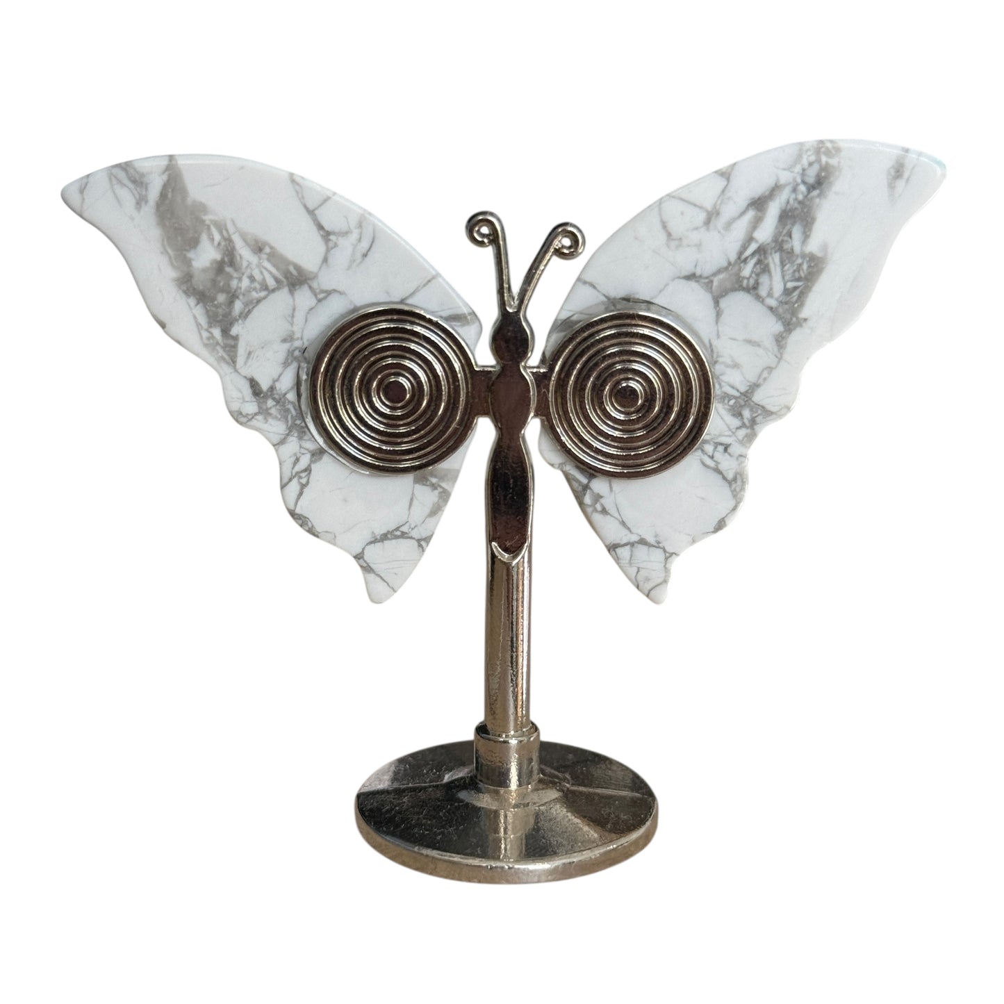 Howlite Crystal Butterfly on Gold Stand – One of a Kind