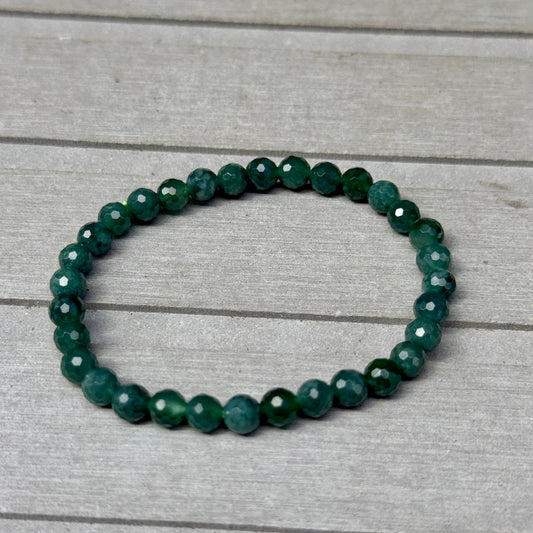 4 mm Faceted Jadeite Bracelet on Elastic String | Natural Green Jadeite Crystal Bead Bracelet | Stretch Crystal Bracelet
