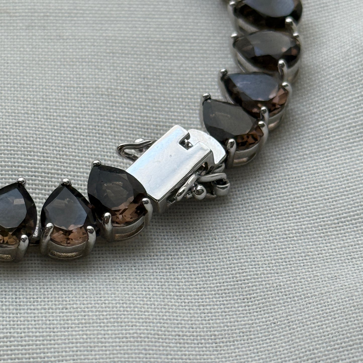 Smoky Quartz Teardrop-Cut Tennis Bracelet in Sterling Silver