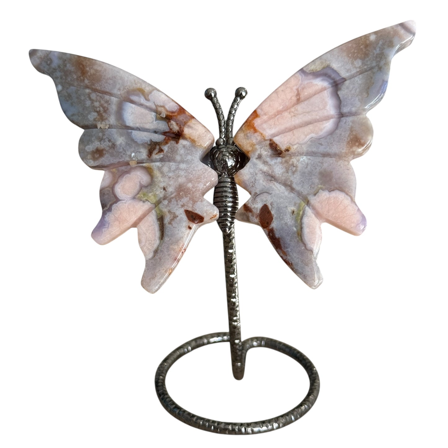 Dyed Purple Blue Flower Agate Butterfly on Stand – approx. 7 to 9 cm MIK-0102