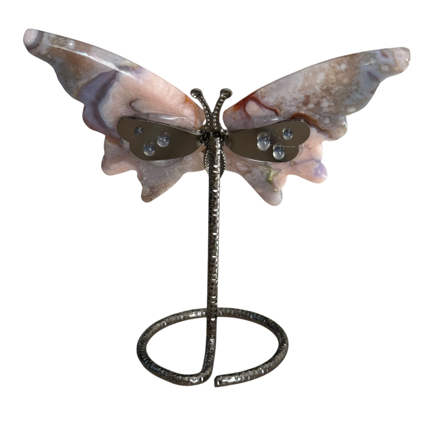 Dyed Purple Blue Flower Agate Butterfly on Stand – approx. 7 to 9 cm MIK-0102