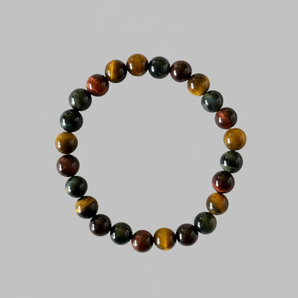 Mixed Tiger Eye Bead Bracelet – 7 mm (Red • Yellow • Golden • Blue)
