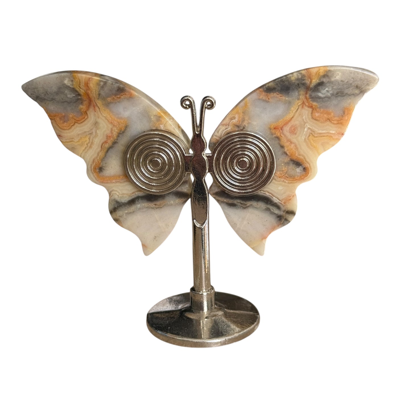 Crazy Lace Agate Butterfly on Stand – approx. 6 to 7 cm tall