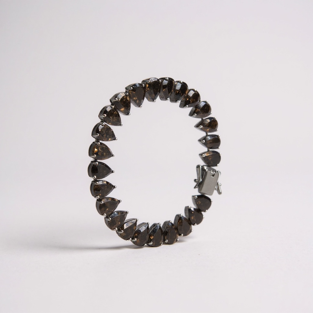 Smoky Quartz Teardrop-Cut Tennis Bracelet in Sterling Silver