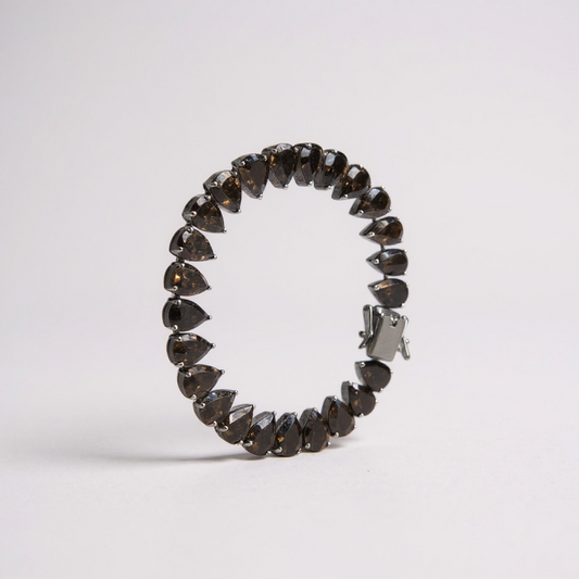 Smoky Quartz Teardrop-Cut Tennis Bracelet in Sterling Silver
