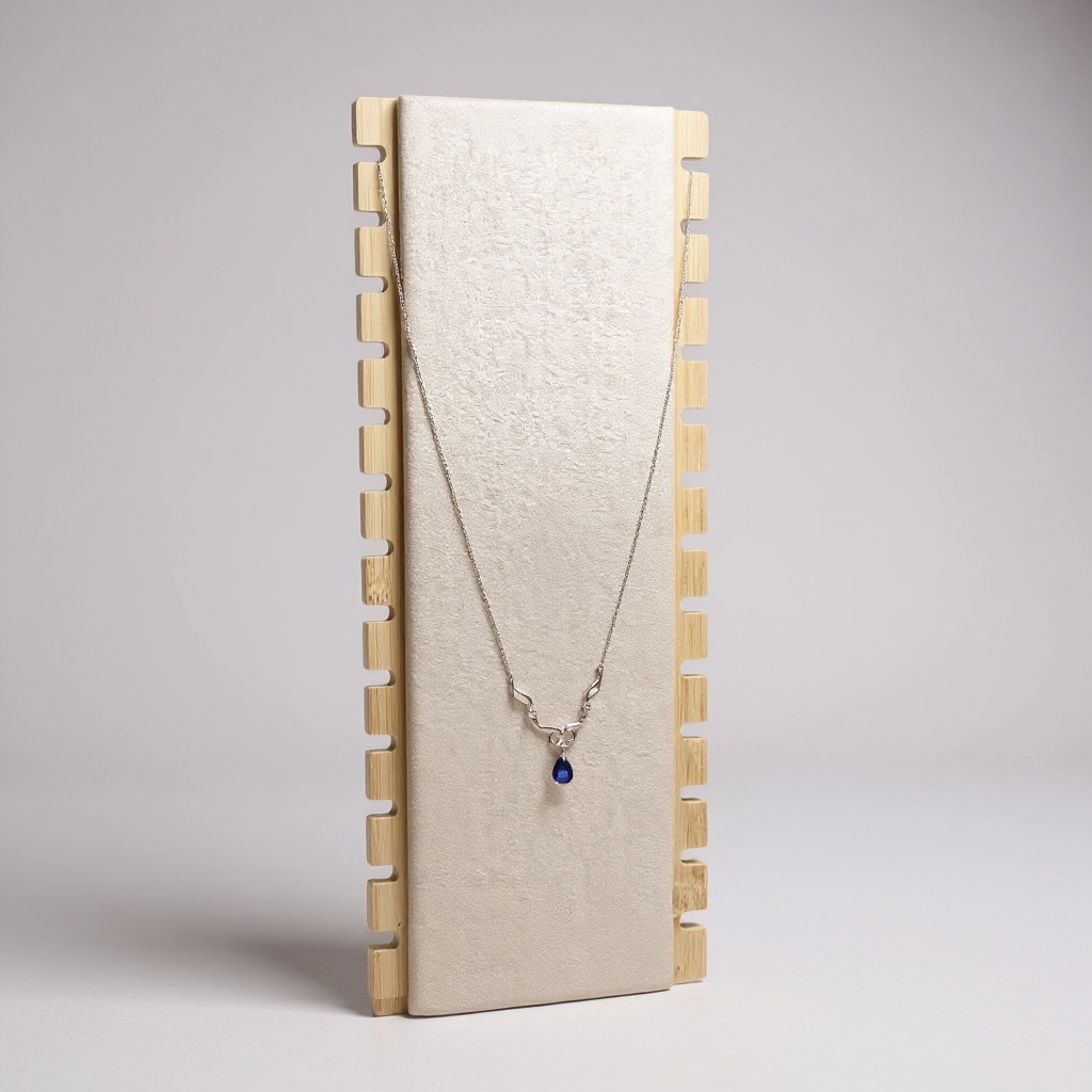 Sapphire Teardrop Bow Necklace – Sterling Silver (20–24 cm)