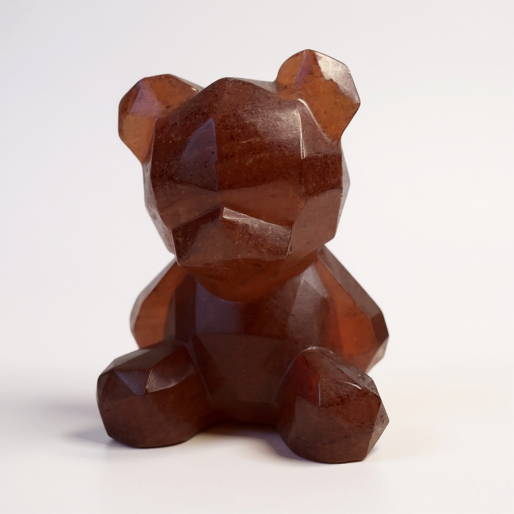 Strawberry Quartz Bear Carving – 6 x 4 cm