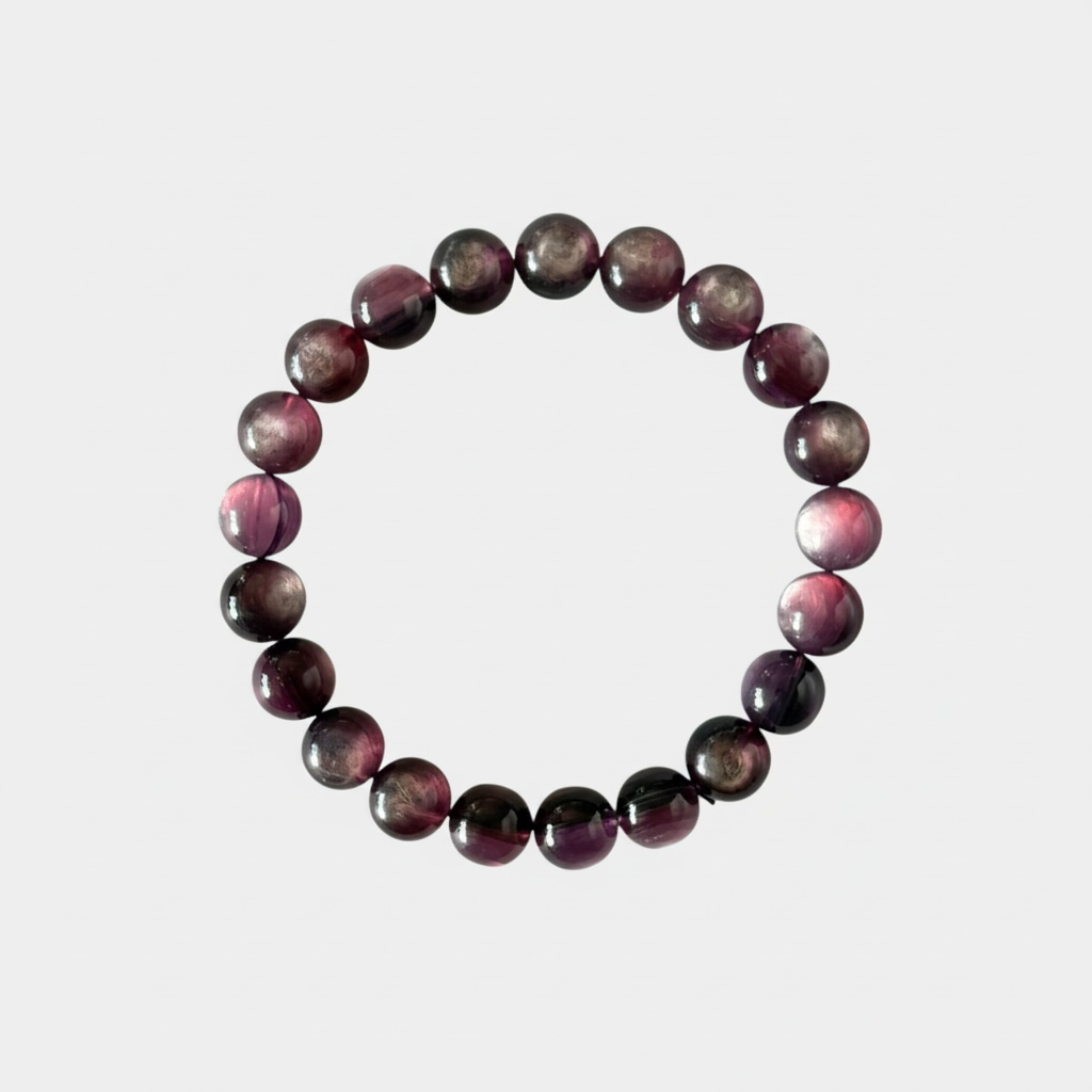 High grade natural Purple Mica bracelet with 9 mm beads. A grounding, calming crystal known for clarity and gentle protection.