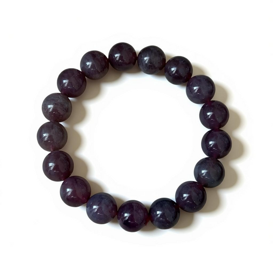 High Grade Natural Purple Rose Quartz Bracelet – 12 mm Beads