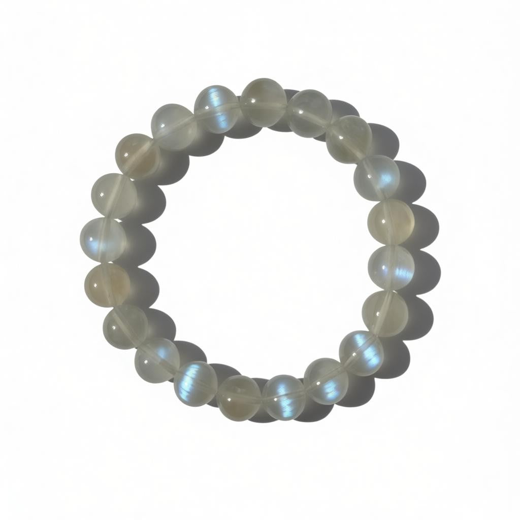 High Grade Natural Blue Moonstone Bead Bracelet – 9 mm