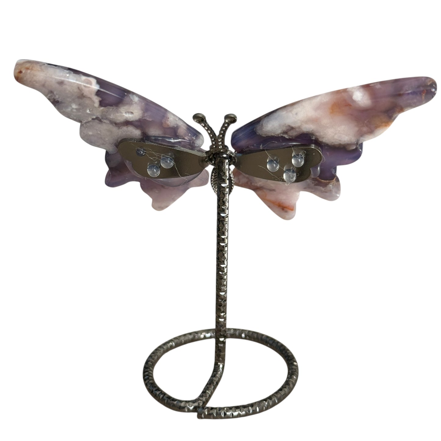 Dyed Purple Blue Flower Agate Butterfly on Stand – approx. 7 to 9 cm MIK-0101